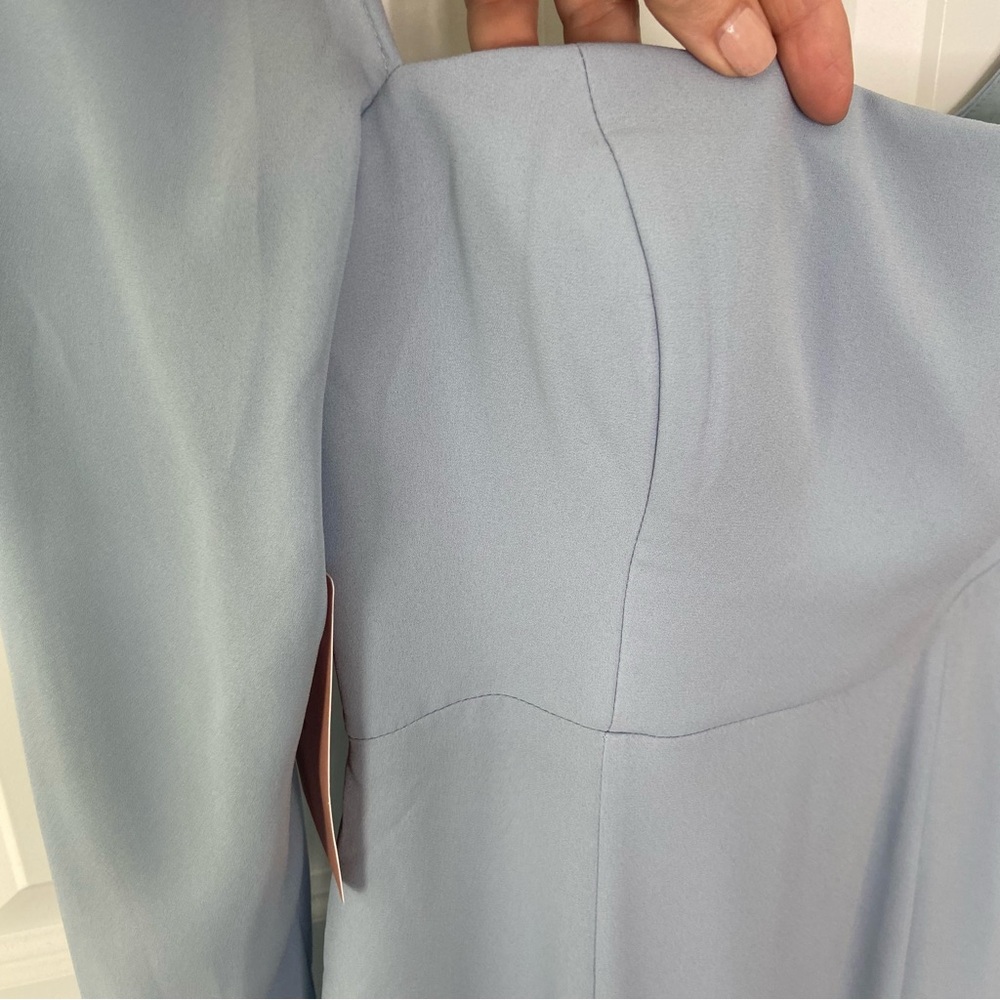 BHDN Long Sleeved Cocktail Dress, Blue‎ / Grey, Sheer Sleeves, NWT, size 2 - Picture 6 of 10